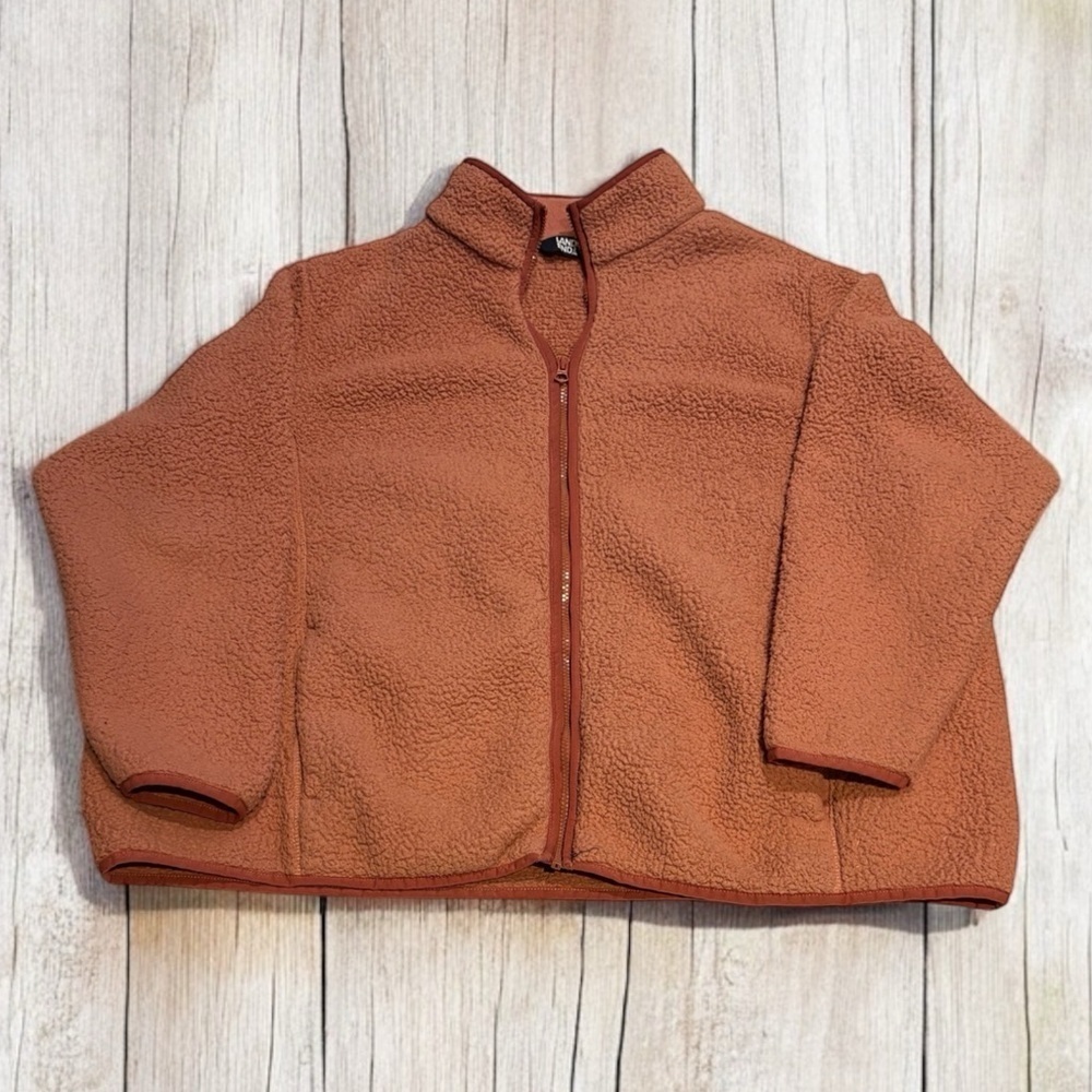 Lands’ End Women’s Sherpa Zip Up Jacket Sweatshirt Rose Size 3X (24W-26W) EUC